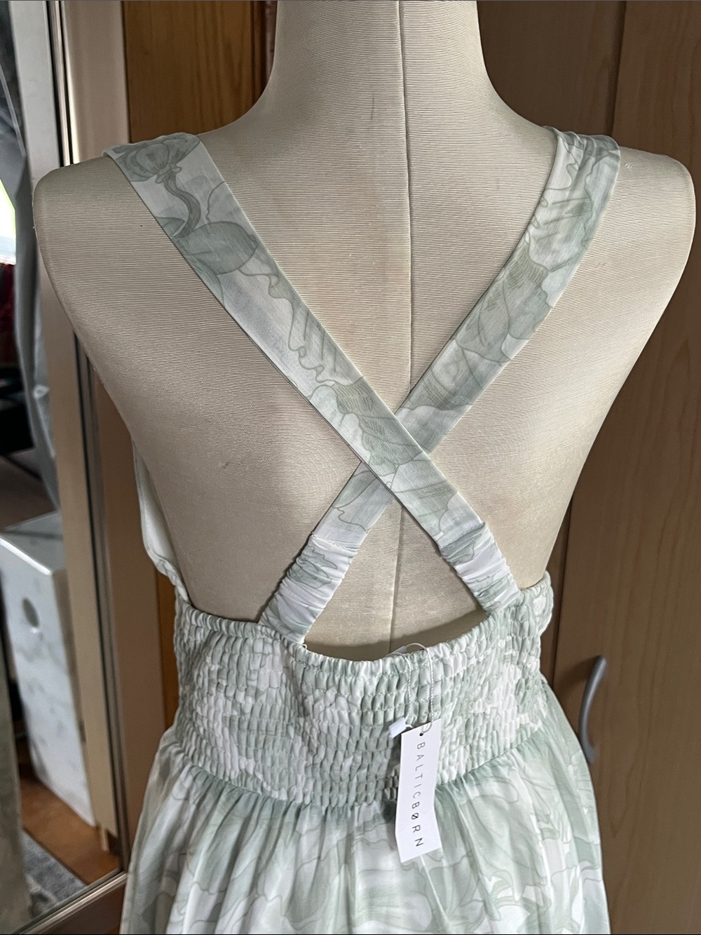 Baltic Born Sienna Light Sage Floral Maxi Dress with Smocked Waist size M NWT - Picture 7 of 17